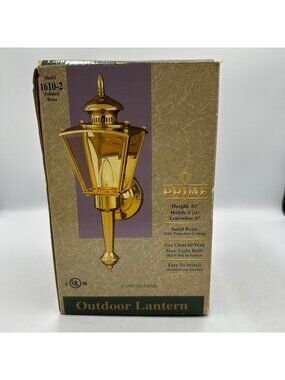 Prime Outdoor Lantern Polished Brass Model 1610-2 UL Certified 16x5 1/4x6 Inches